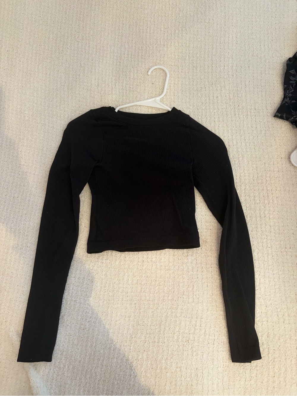 No Boundaries Black Ribbed Long-Sleeve Crop Top